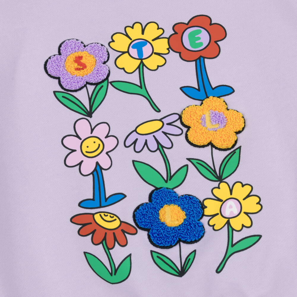Stella McCartney Kids-Girls Purple Flower Cotton Sweatshirt | Childrensalon Outlet