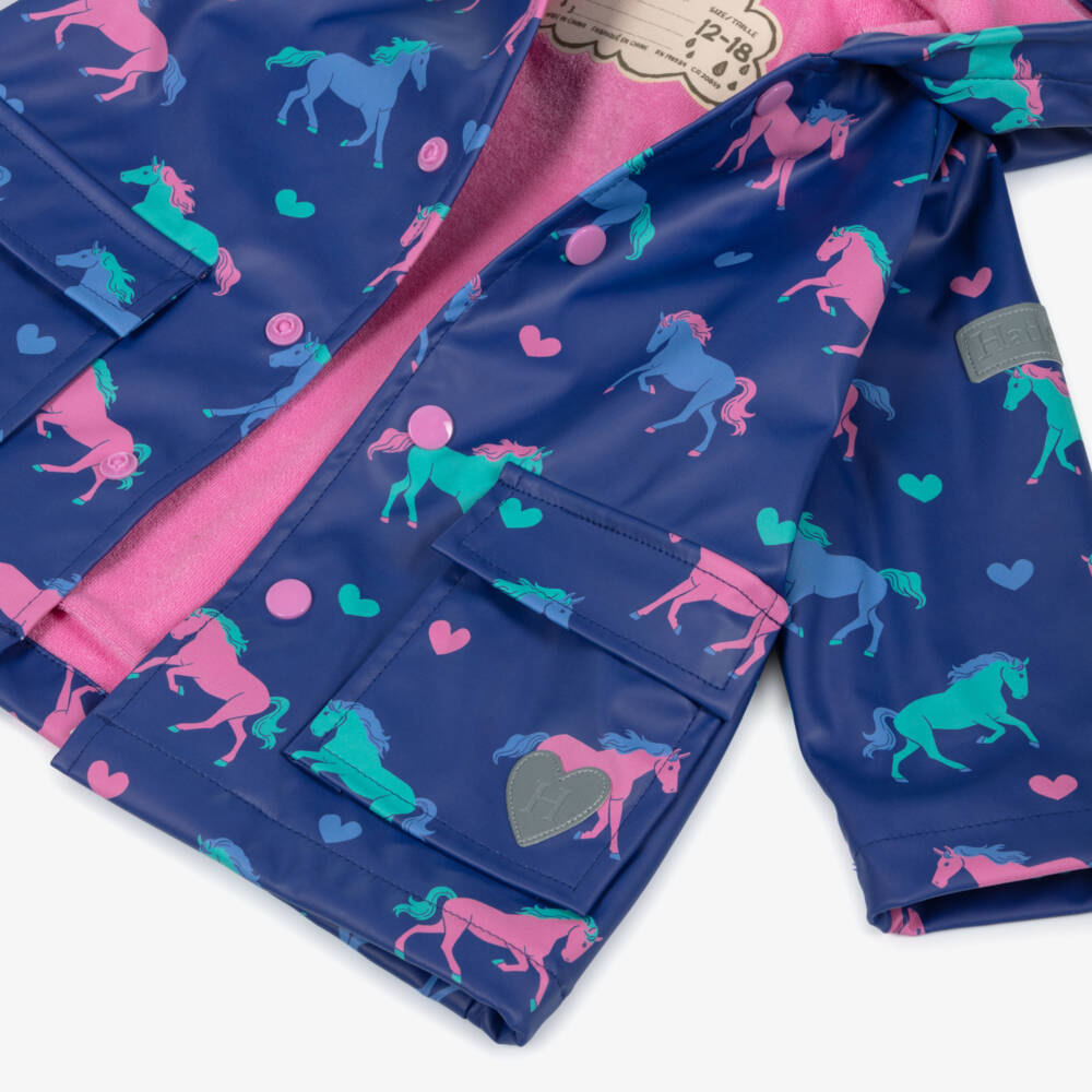 Hatley-Girls Purple Horses Raincoat | Childrensalon Outlet