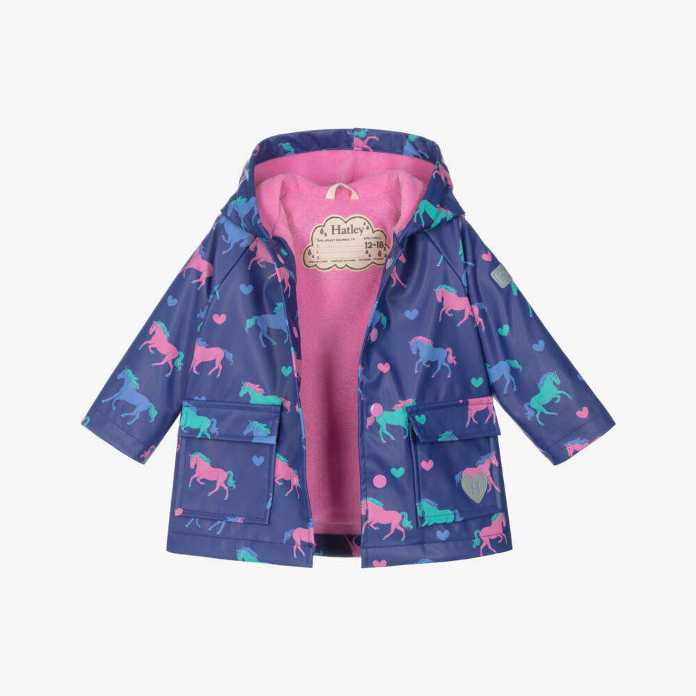 Hatley-Girls Purple Horses Raincoat | Childrensalon Outlet