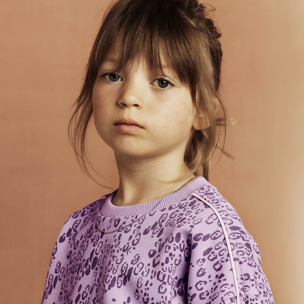 Mini Rodini-Girls Purple Leopard Print Organic Cotton Sweatshirt | Childrensalon Outlet