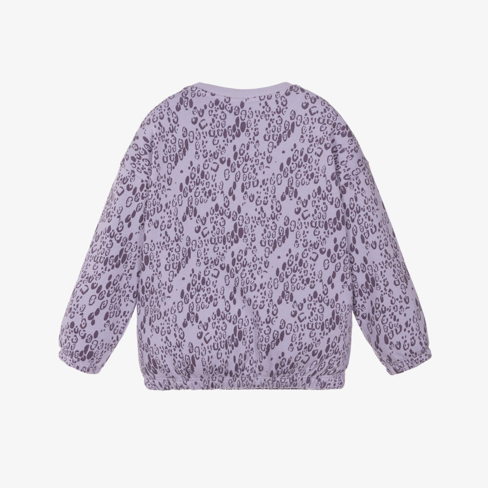 Mini Rodini-Girls Purple Leopard Print Organic Cotton Sweatshirt | Childrensalon Outlet