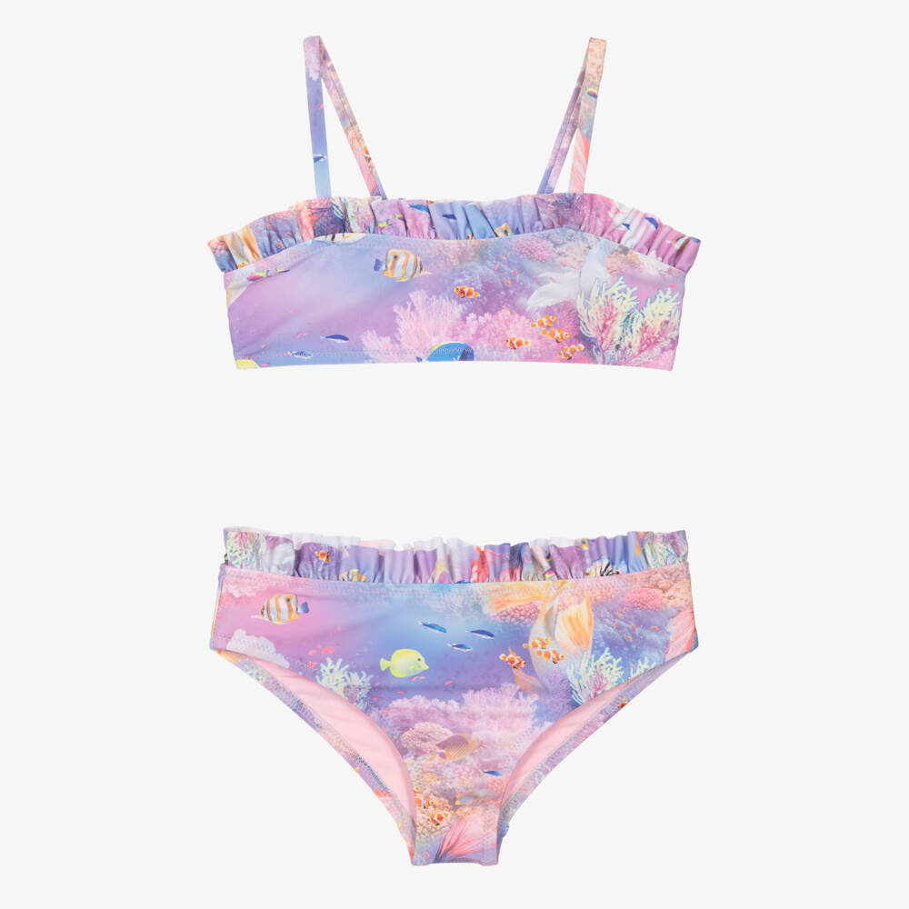 Molo-Girls Purple Mermaid Land Bikini (UPF50+) | Childrensalon Outlet