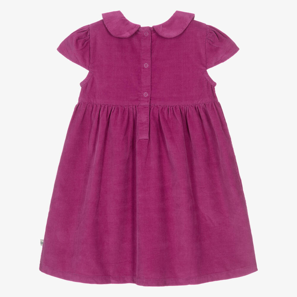 Frugi-Girls Purple Needlecord Flower Appliqué Dress | Childrensalon Outlet