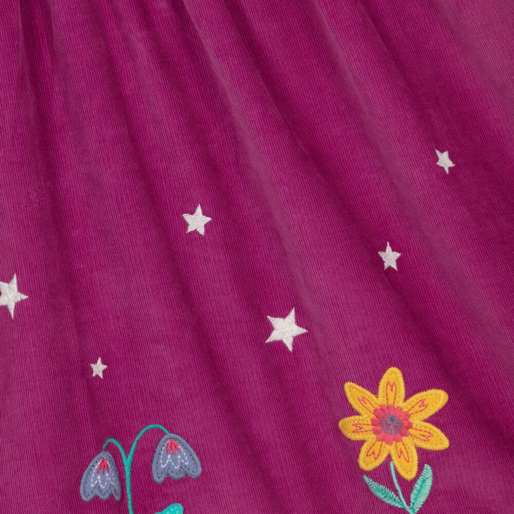 Frugi-Girls Purple Needlecord Flower Appliqué Dress | Childrensalon Outlet