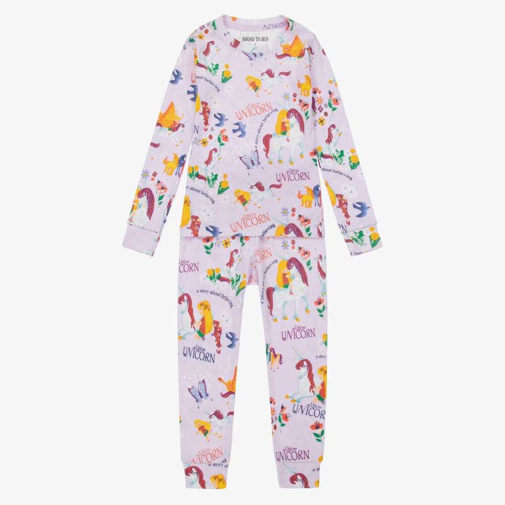 Books to Bed-Girls Purple Unicorn Pyjamas & Book Gift Set | Childrensalon Outlet