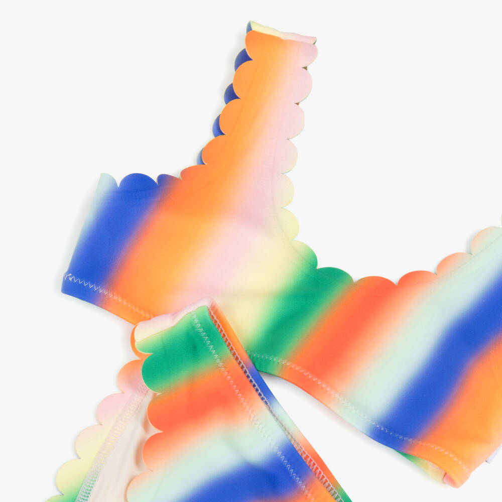 Molo-Girls Rainbow Stripe Scalloped Bikini (UPF50+) | Childrensalon Outlet