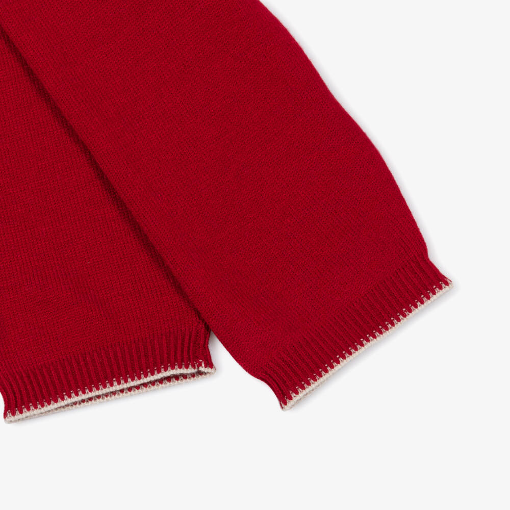 Mayoral-Girls Red & Beige Knitted Trouser Set with Bear Motif | Childrensalon Outlet