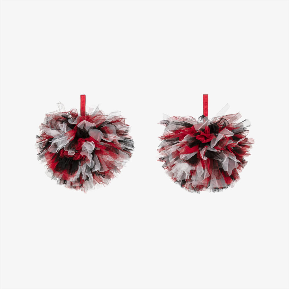 Tutu du Monde-Girls Red & Black Tulle Cheerleader Pom-Poms | Childrensalon Outlet