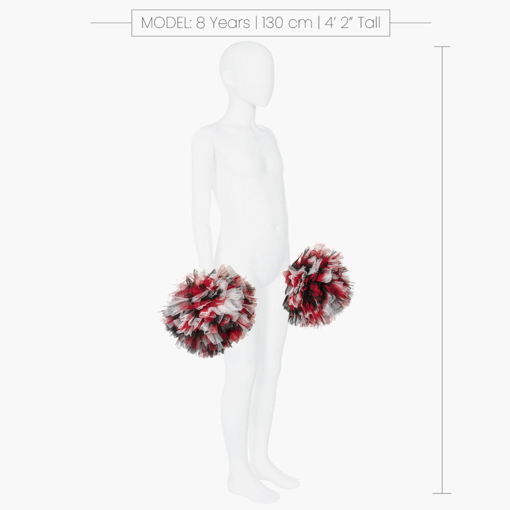 Tutu du Monde-Girls Red & Black Tulle Cheerleader Pom-Poms | Childrensalon Outlet