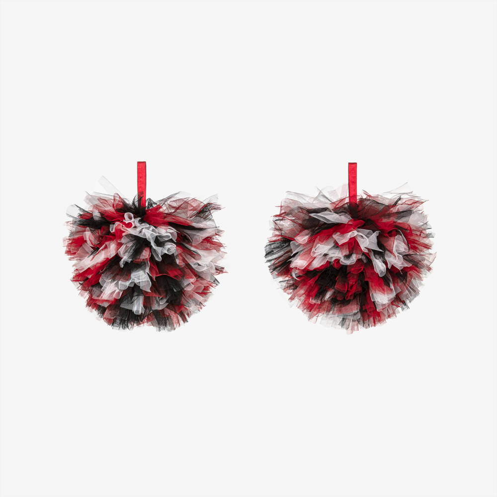 Tutu du Monde-Girls Red & Black Tulle Cheerleader Pom-Poms | Childrensalon Outlet