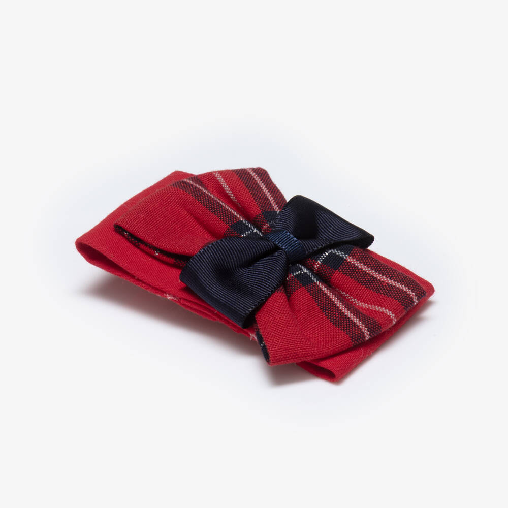 Miranda-Girls Red & Blue Tartan Hair Clip (9cm) | Childrensalon Outlet