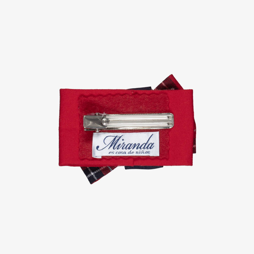 Miranda-Girls Red & Blue Tartan Hair Clip (9cm) | Childrensalon Outlet