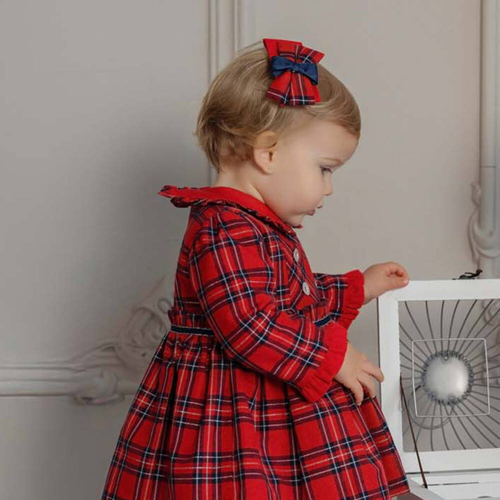 Miranda-Girls Red & Blue Tartan Hair Clip (9cm) | Childrensalon Outlet