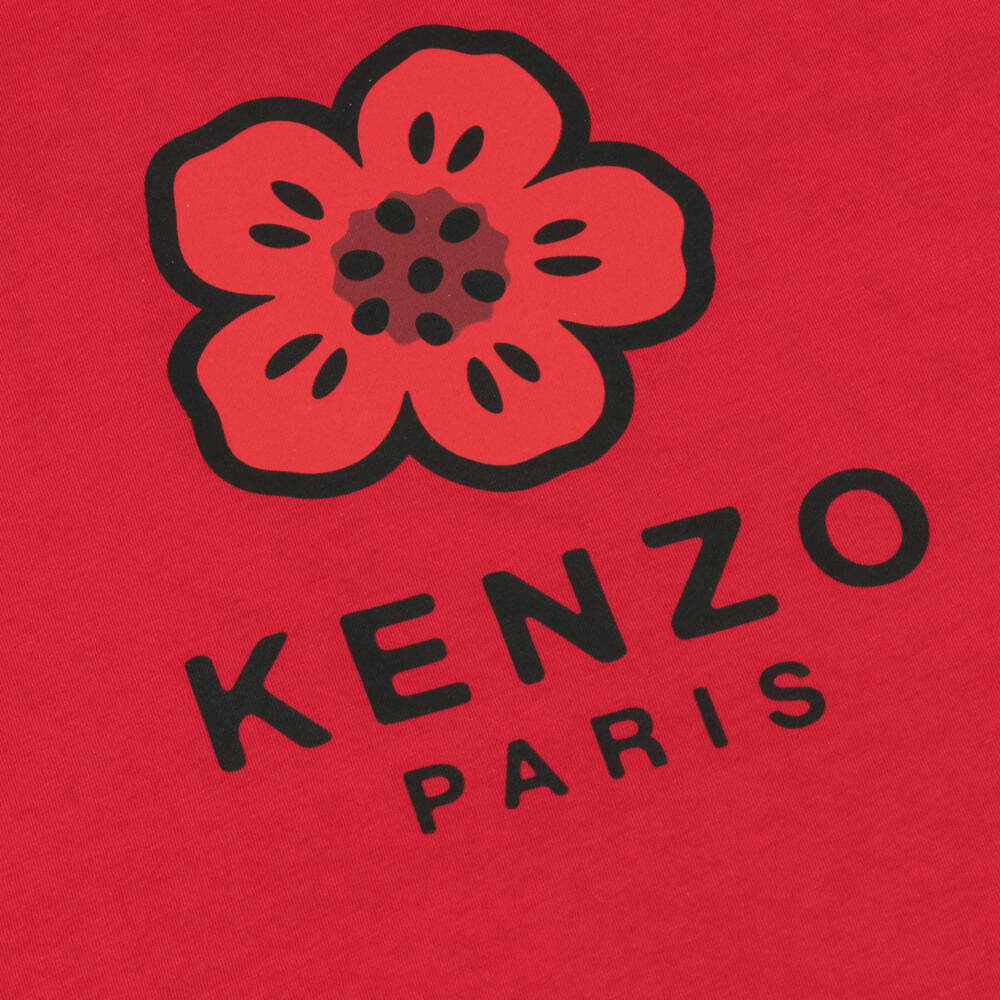 KENZO KIDS-Girls Red Boke Flower Cotton Tee | Childrensalon Outlet