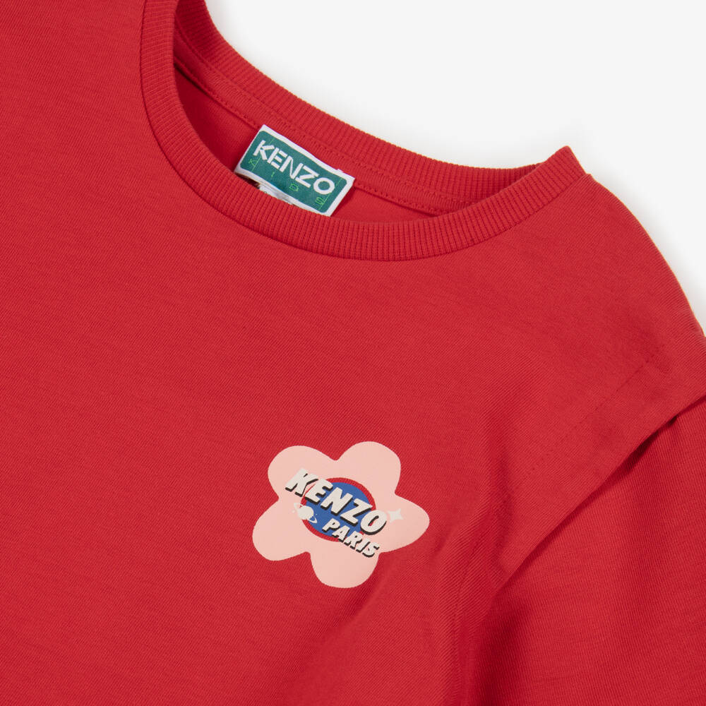 KENZO KIDS-Girls Red Cotton Jersey Planet Boke Dress | Childrensalon Outlet