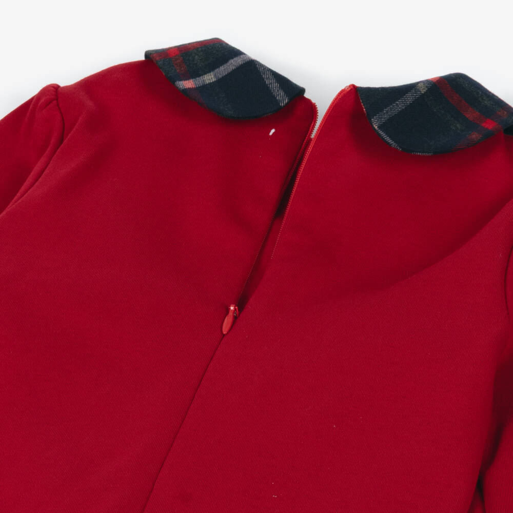 Patachou-Girls Red Cotton Jersey & Tartan Dress | Childrensalon Outlet