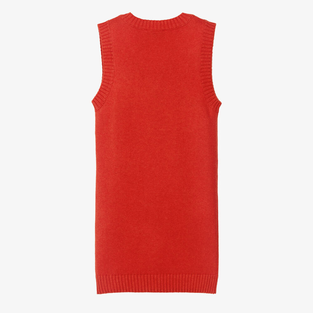 Mini Rodini-Girls Red Cotton & Wool Knit Sleeveless Dress | Childrensalon Outlet
