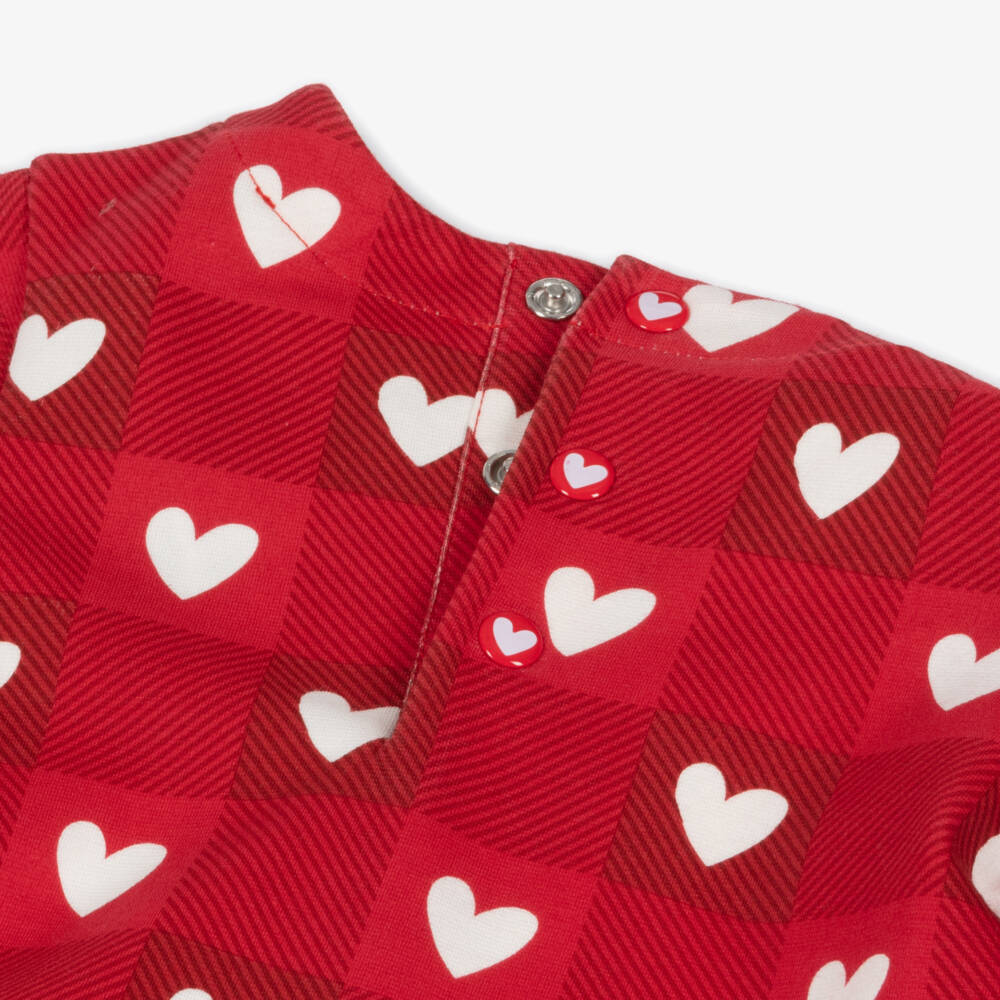 Agatha Ruiz de la Prada-Girls Red Dress Set with Checked Heart Pattern | Childrensalon Outlet