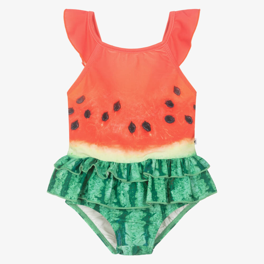 Molo-Girls Red & Green Melon Swimsuit (UPF50+) | Childrensalon Outlet
