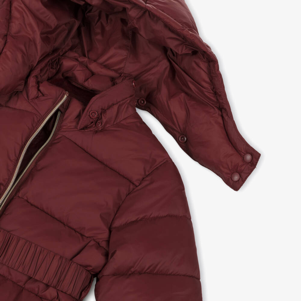 iDO-Girls Red Hooded Puffer Coat with Belt | Childrensalon Outlet