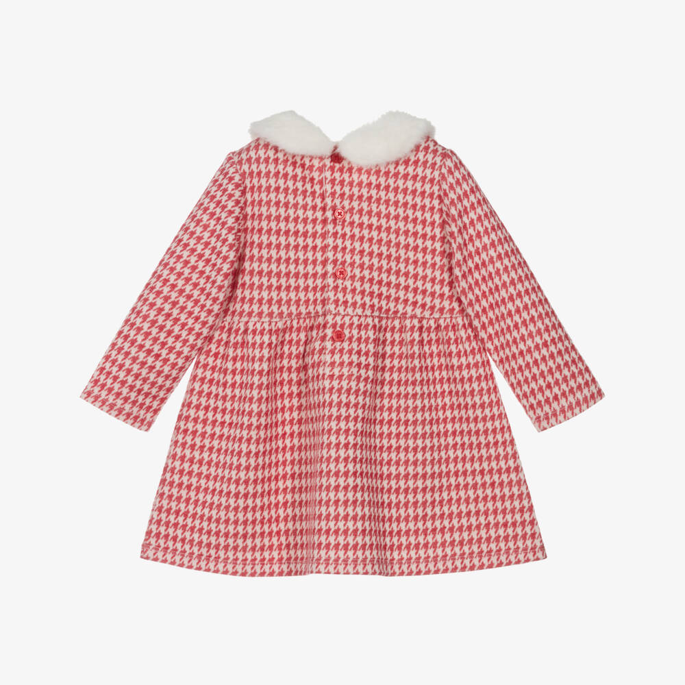 Hatley-Girls Red & Ivory Houndstooth Dress with Faux Fur Trim | Childrensalon Outlet