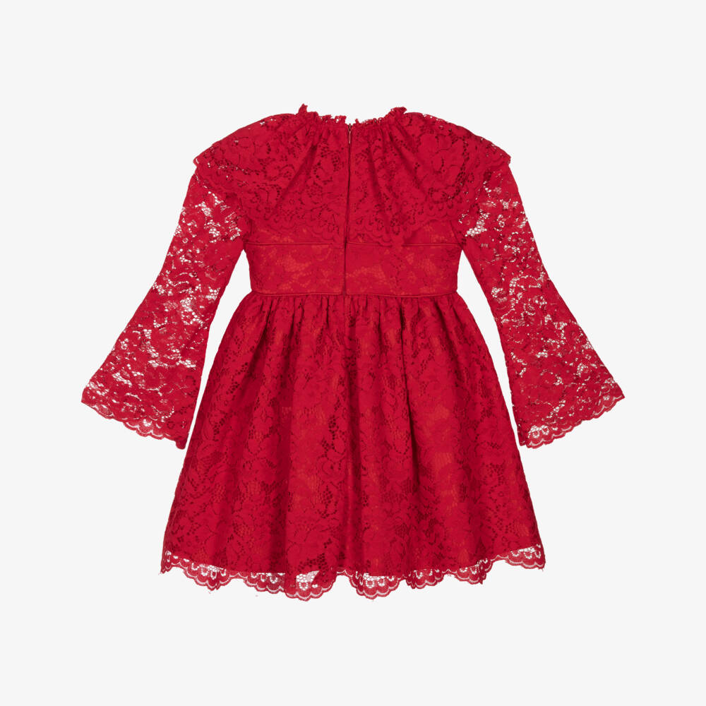 Irpa-Girls Red Lace & Satin Dress with Cape-Effect | Childrensalon Outlet