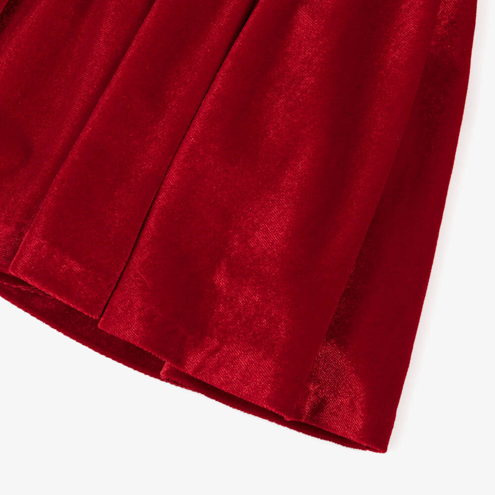 Abel & Lula-Girls Red Long-Sleeved Velour Dress | Childrensalon Outlet