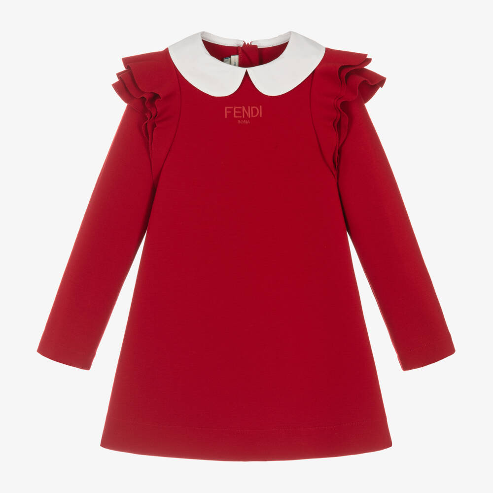 Fendi-Girls Red Milano Jersey Dress | Childrensalon Outlet