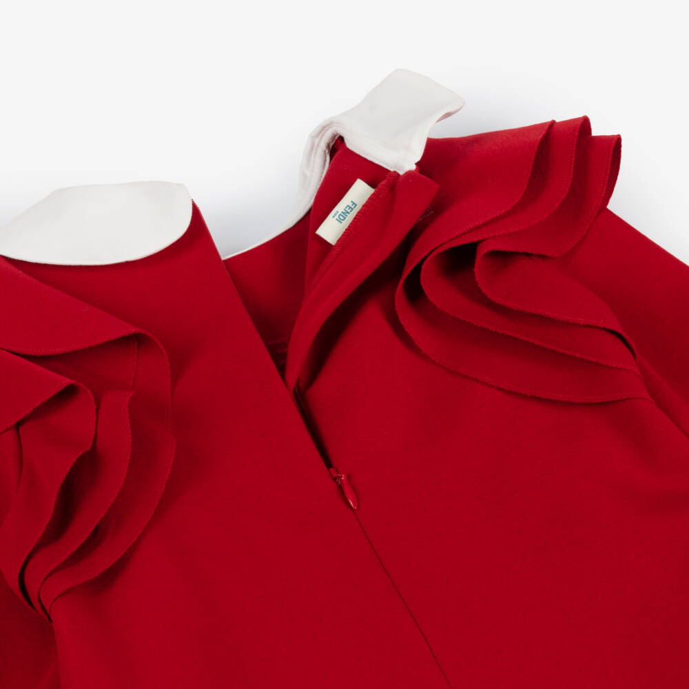 Fendi-Girls Red Milano Jersey Dress | Childrensalon Outlet