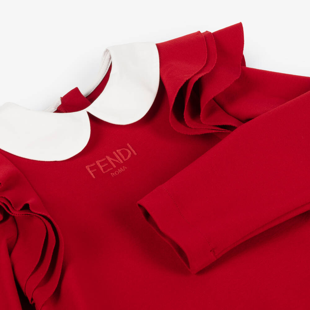 Fendi-Girls Red Milano Jersey Dress | Childrensalon Outlet