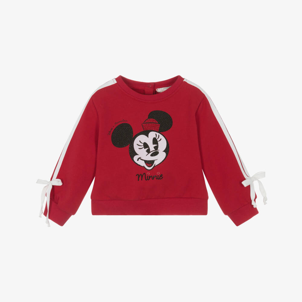 Monnalisa-Girls Red Minnie Mouse Cotton Jersey Sweatshirt | Childrensalon Outlet