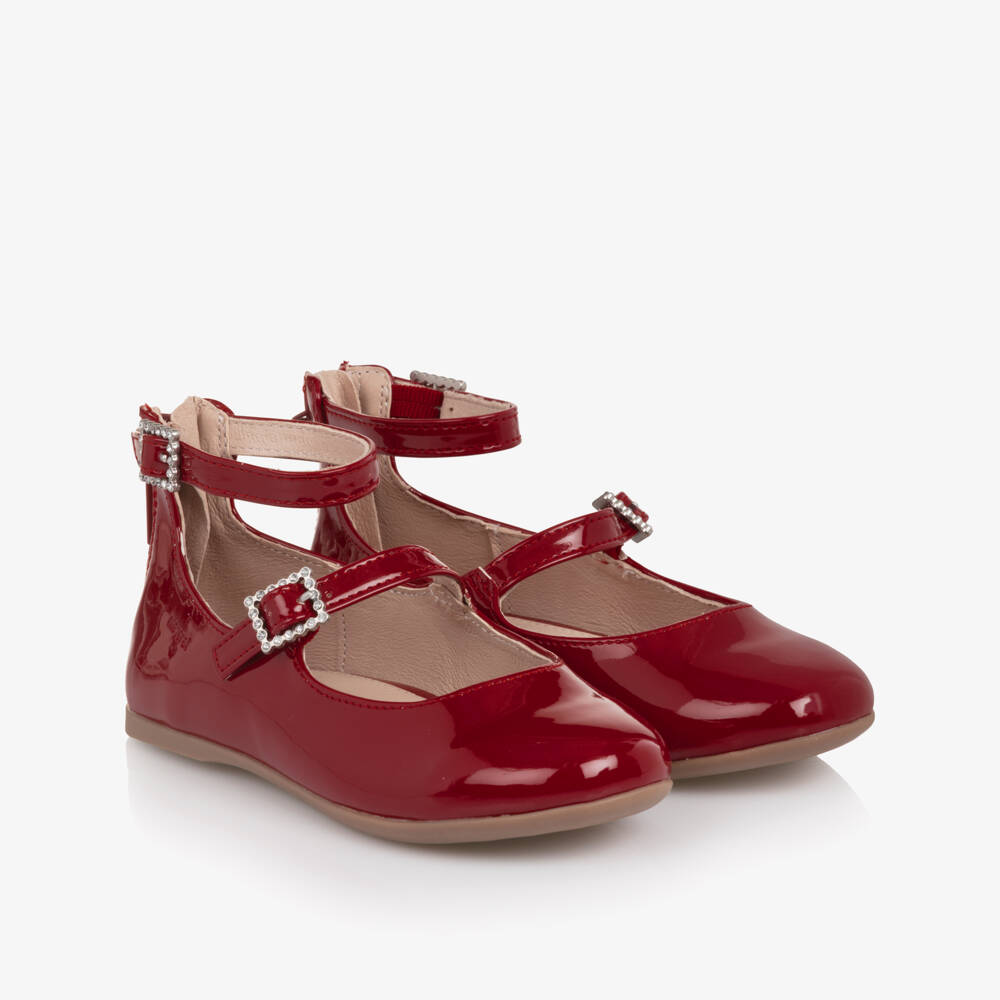 Mayoral-Girls Red Patent Faux Leather Shoes with Ankle Straps | Childrensalon Outlet