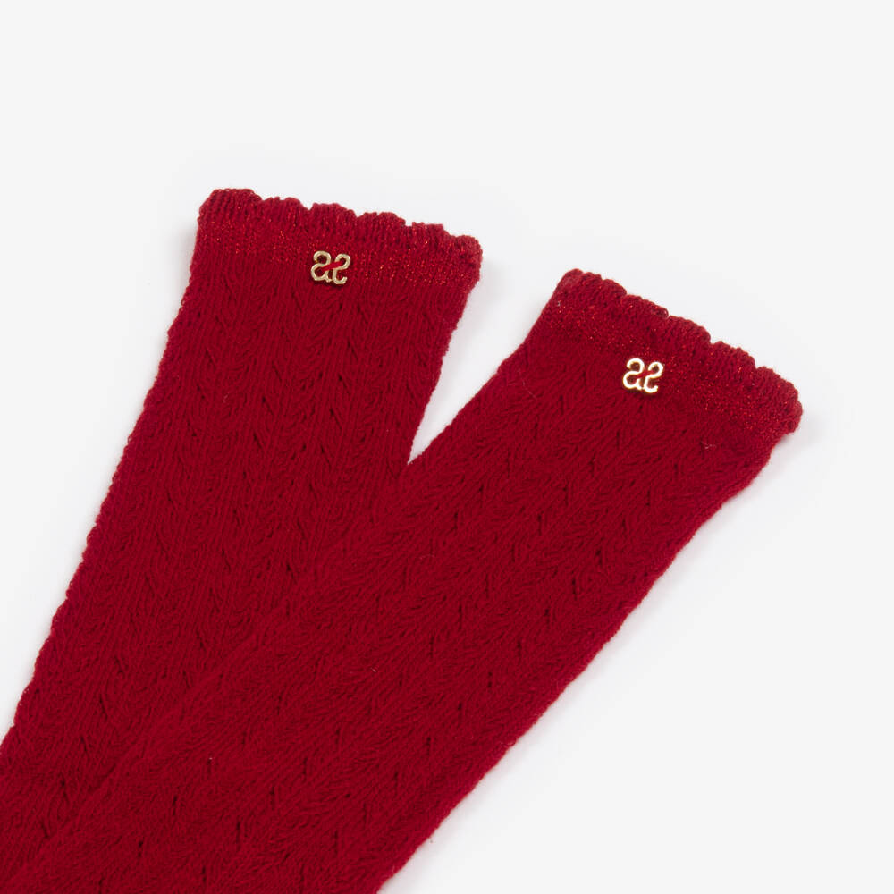 Abel & Lula-Girls Red Patterned Cotton Socks | Childrensalon Outlet
