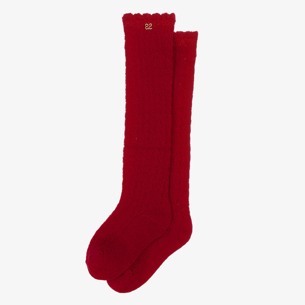 Abel & Lula-Girls Red Patterned Cotton Socks | Childrensalon Outlet