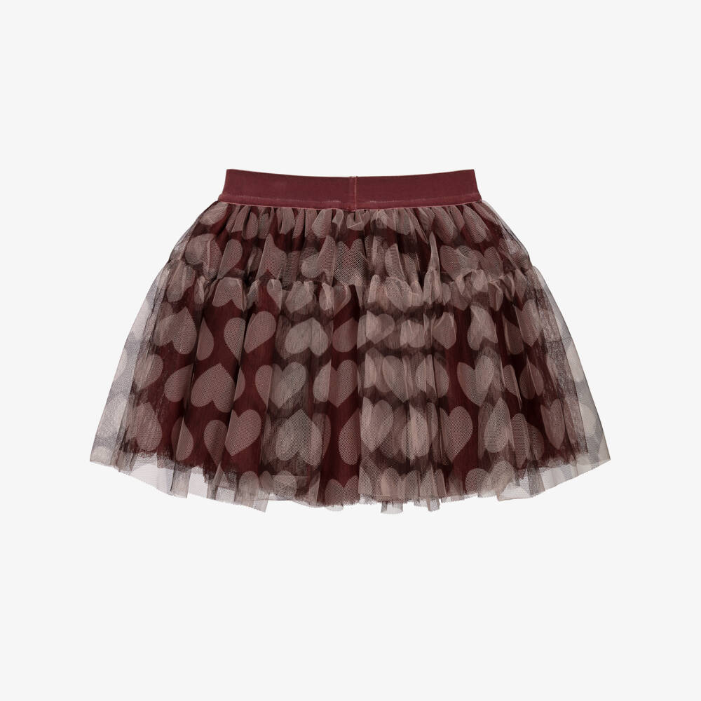 iDO-Girls Red & Pink Heart Print Tulle Skirt | Childrensalon Outlet