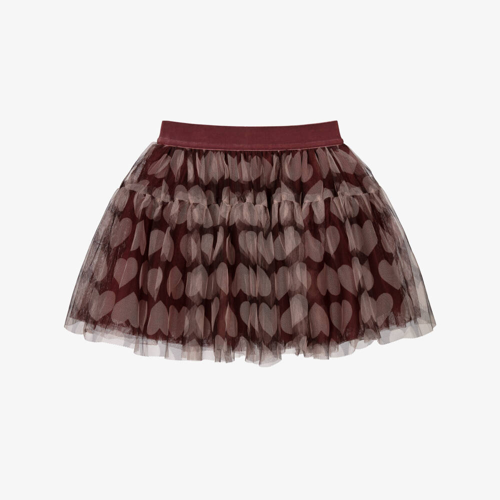 iDO-Girls Red & Pink Heart Print Tulle Skirt | Childrensalon Outlet