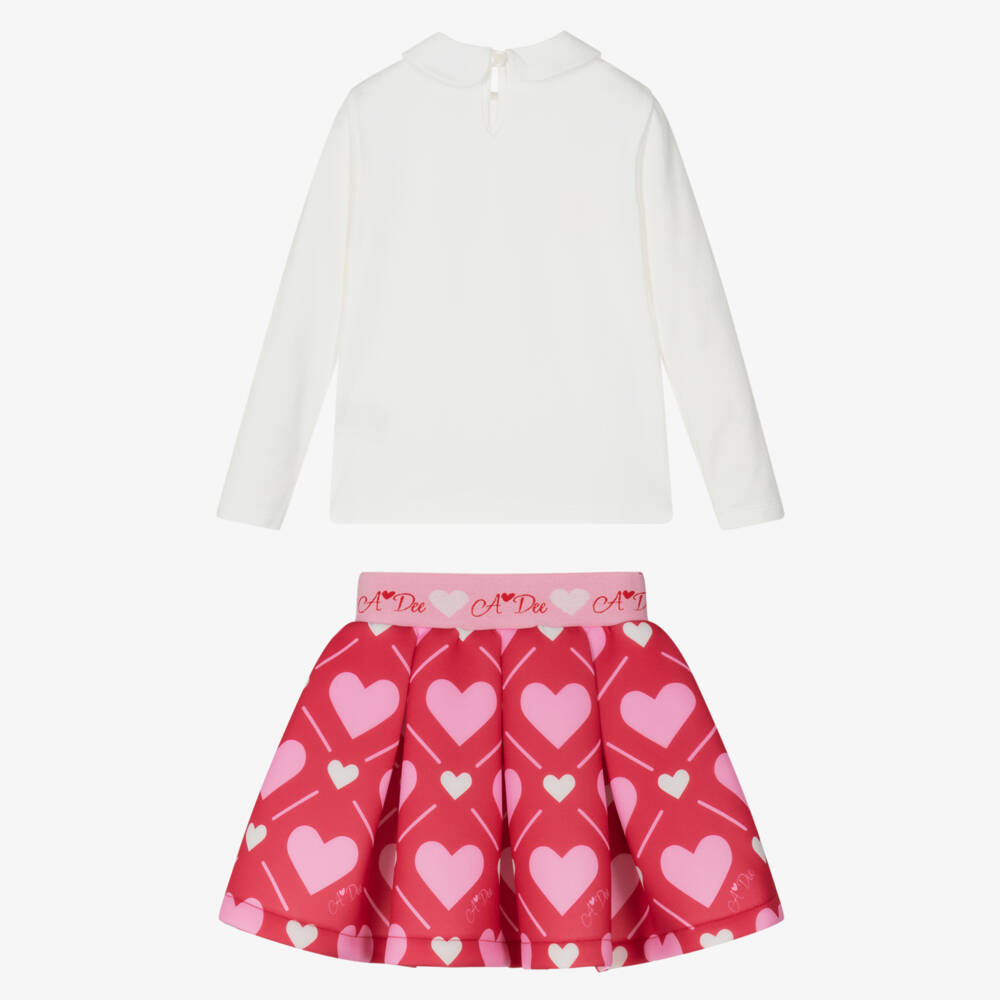 A Dee-Girls Red & Pink Hearts Neoprene Skirt Set | Childrensalon Outlet