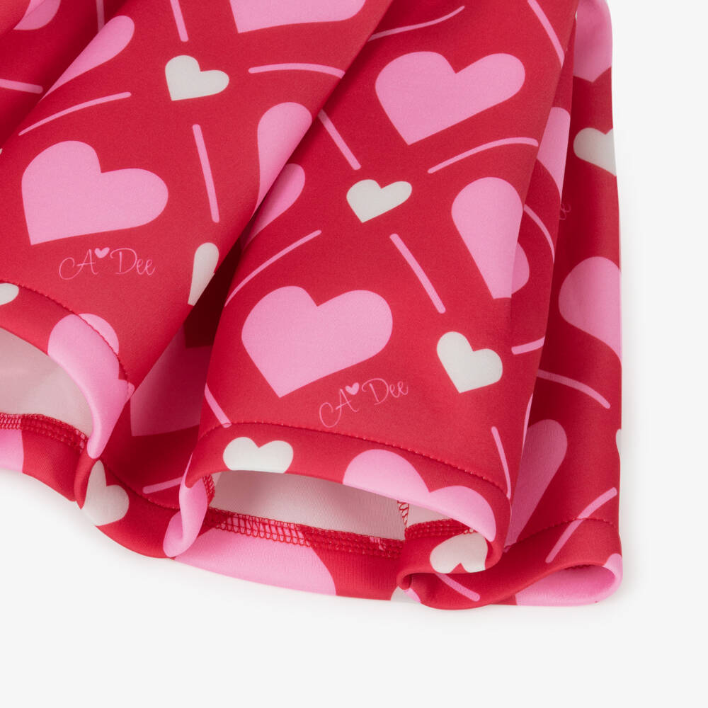A Dee-Girls Red & Pink Hearts Neoprene Skirt Set | Childrensalon Outlet