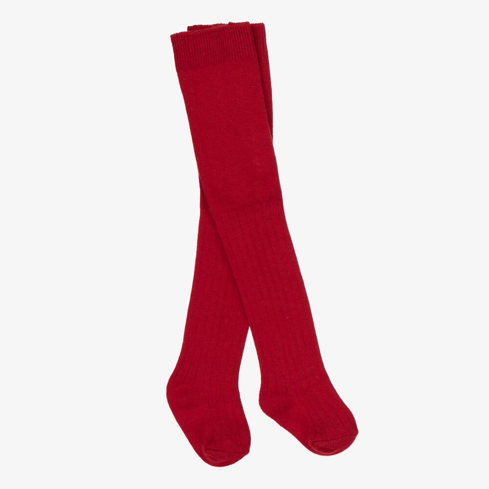 Mayoral-Girls Red Ribbed Cotton Tights | Childrensalon Outlet
