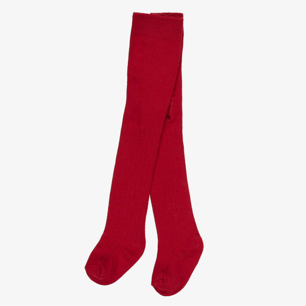 Mayoral-Girls Red Ribbed Cotton Tights | Childrensalon Outlet