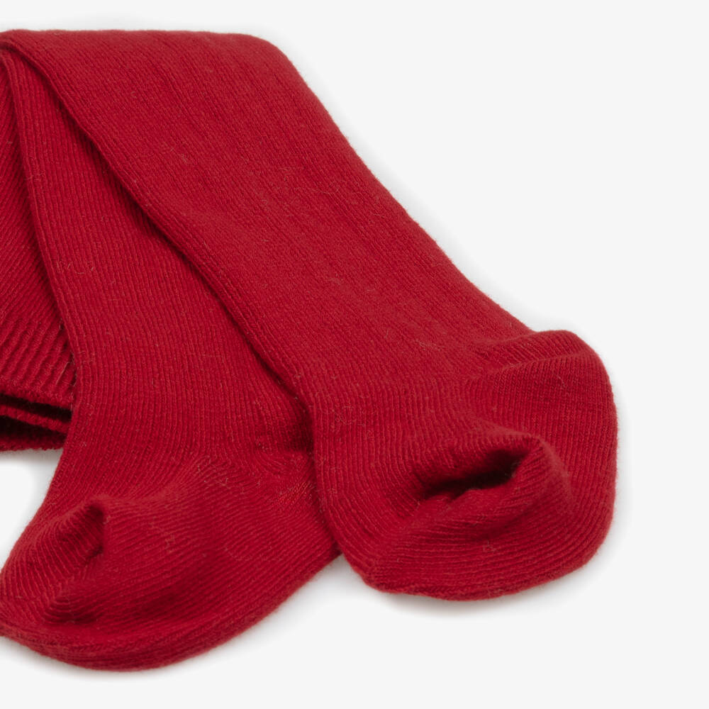 Mayoral-Girls Red Ribbed Cotton Tights | Childrensalon Outlet