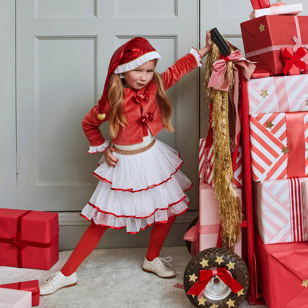 Meri Meri-Girls Red Santa's Little Helper Costume | Childrensalon Outlet