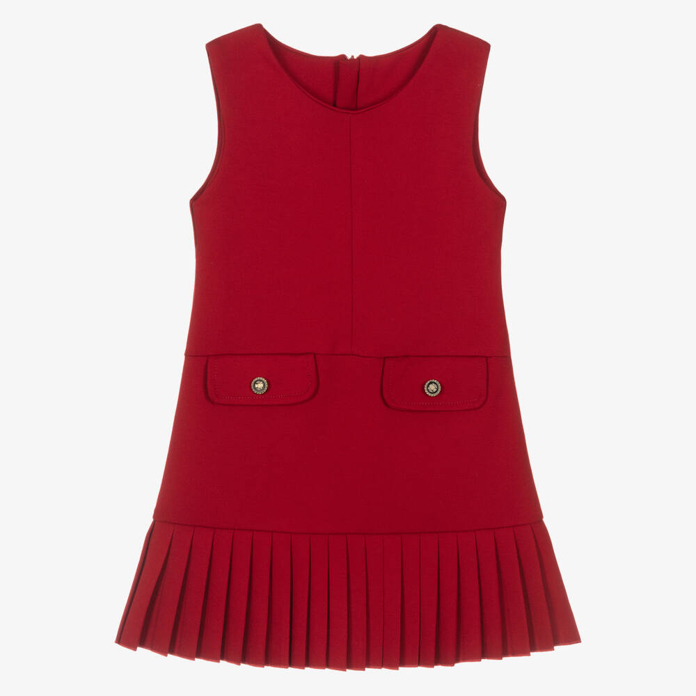 Lapin House-Girls Red Sleeveless Pleated Hem Dress | Childrensalon Outlet