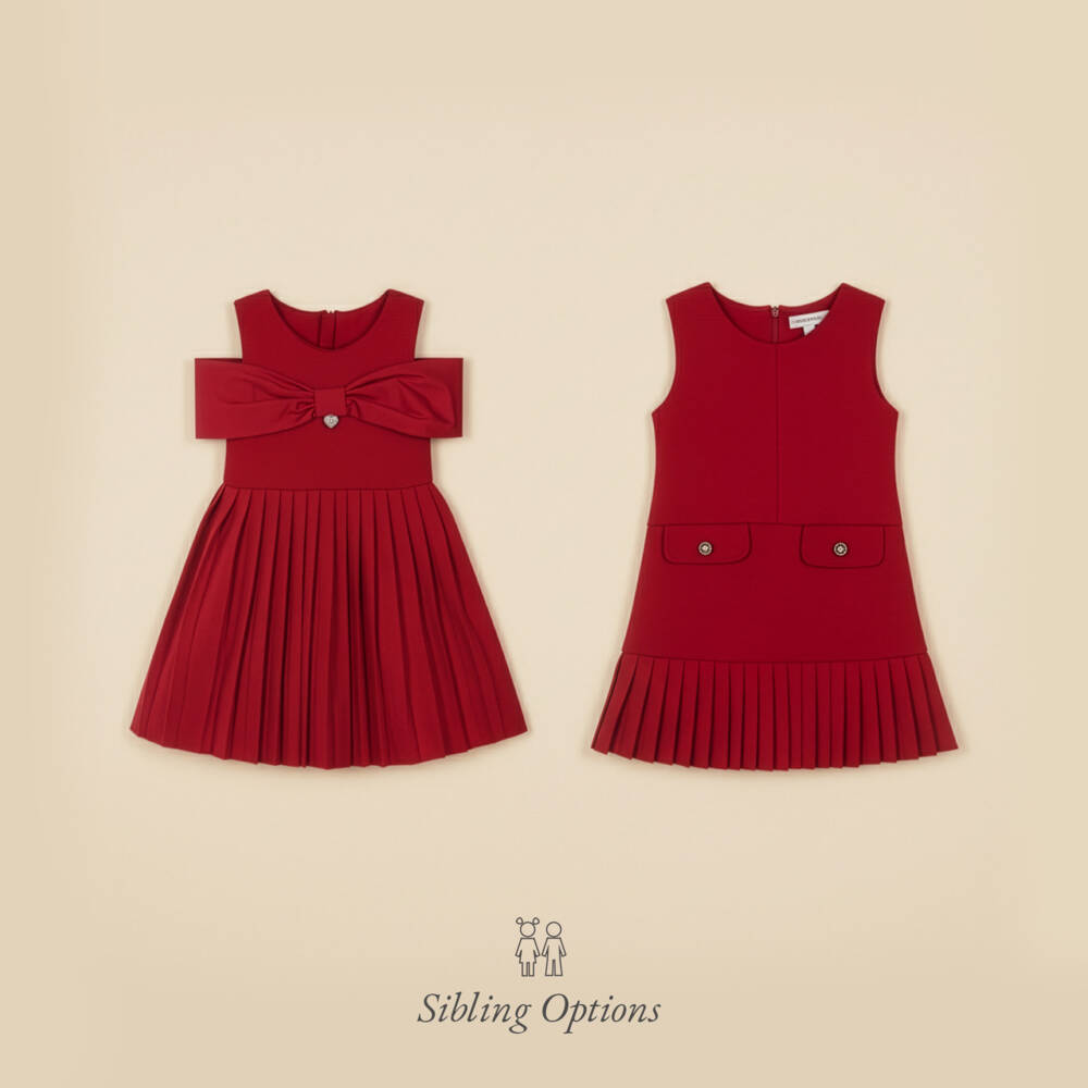 Lapin House-Girls Red Sleeveless Pleated Hem Dress | Childrensalon Outlet