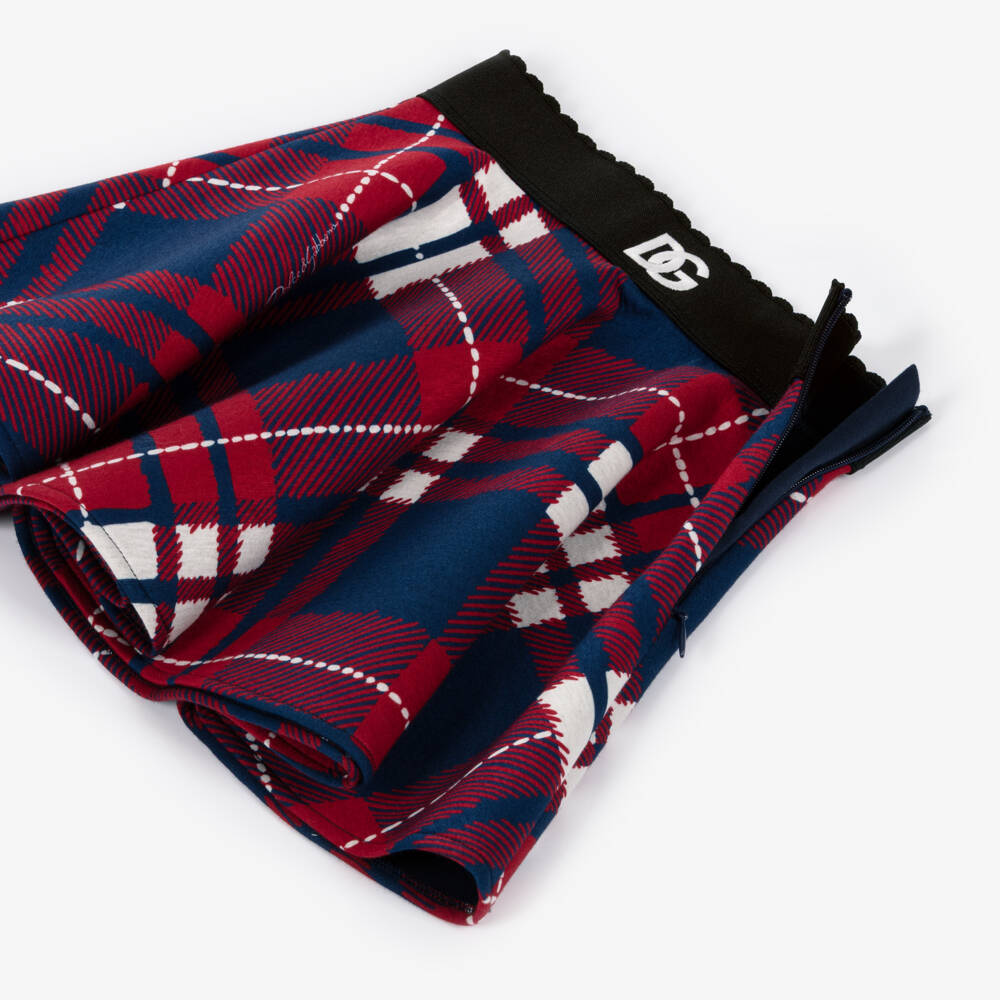Dolce & Gabbana-Girls Red Tartan Cotton Jersey Skirt | Childrensalon Outlet