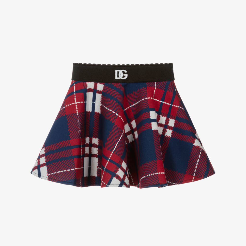 Dolce & Gabbana-Girls Red Tartan Cotton Jersey Skirt | Childrensalon Outlet