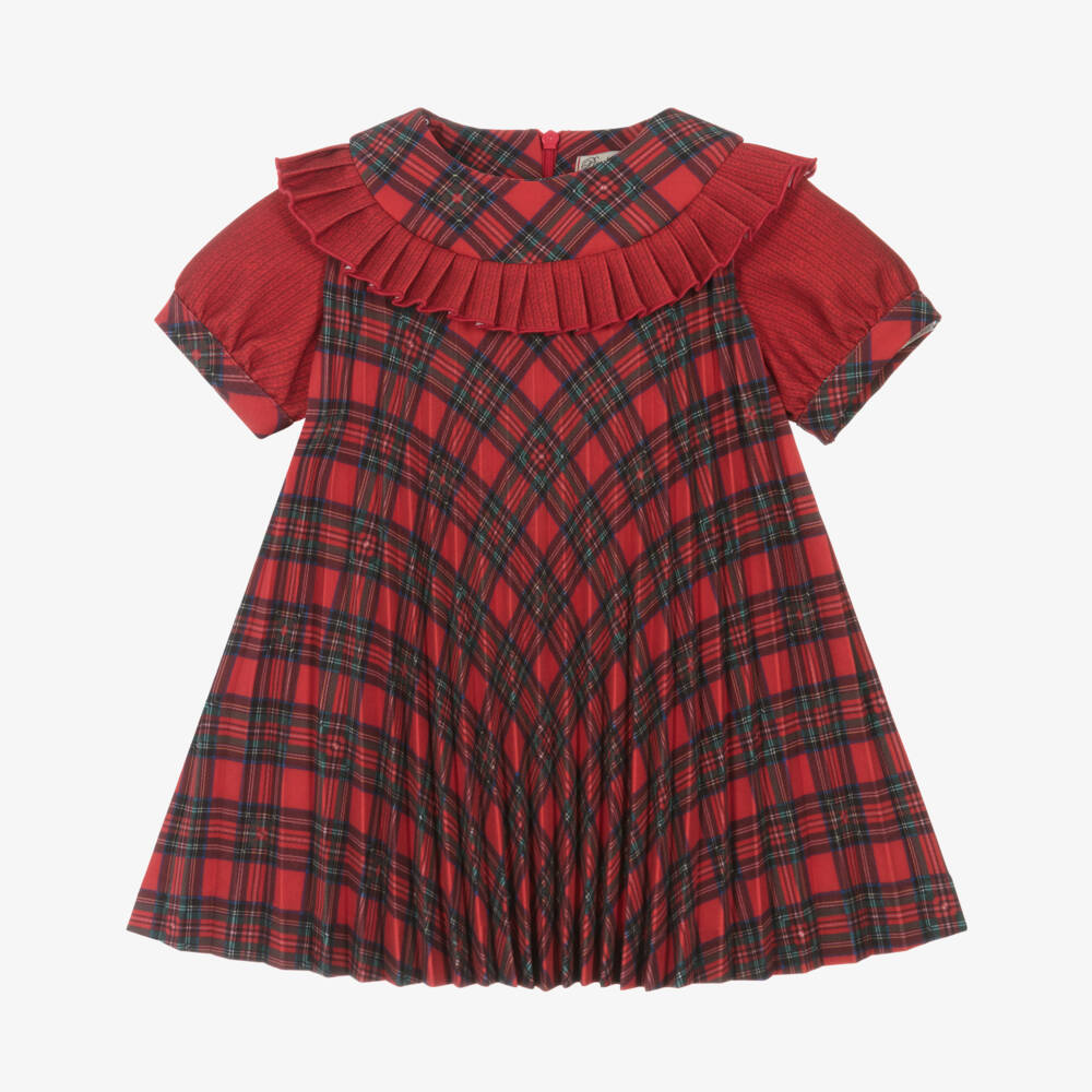 Piccola Speranza-Girls Red Tartan Pleated Dress | Childrensalon Outlet