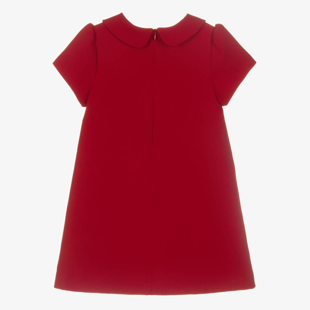 Patachou-Girls Red Twill Dress with Flower Appliqués | Childrensalon Outlet