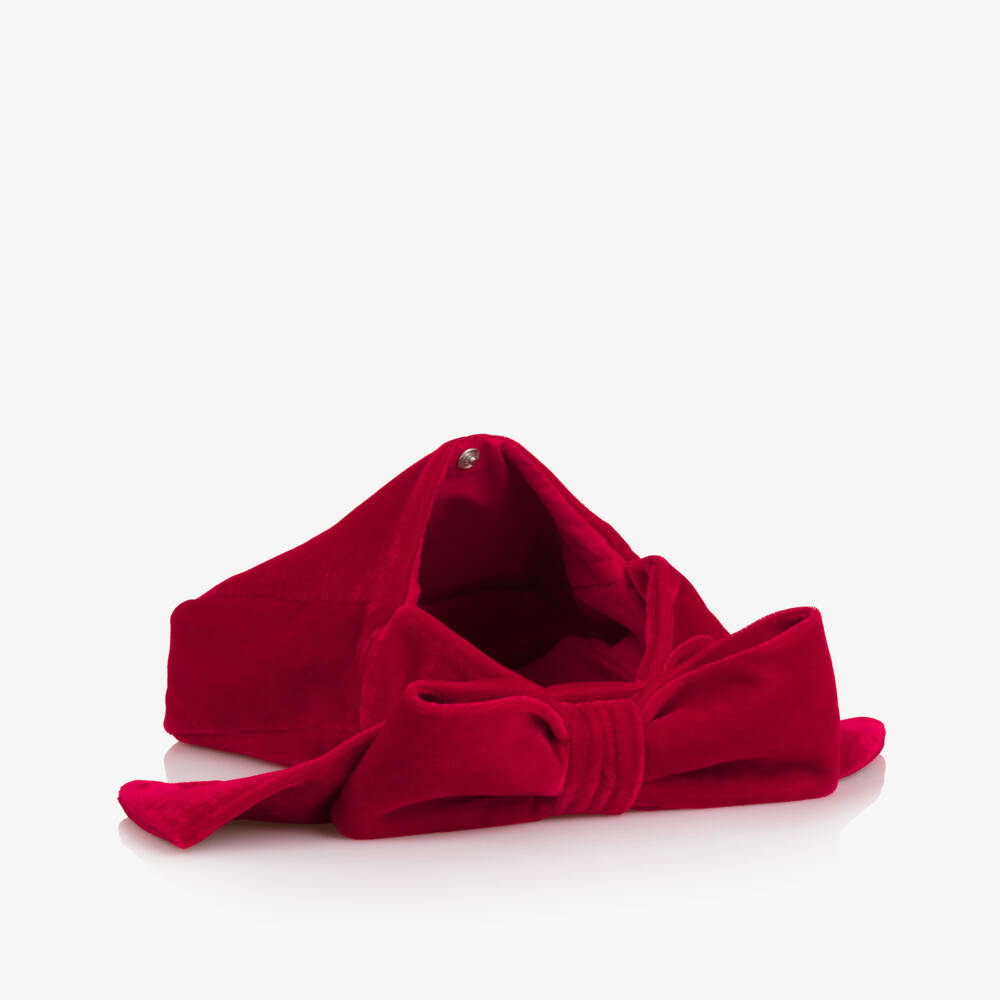 Patachou-Girls Red Velour & Diamanté Bow Handbag (18cm) | Childrensalon Outlet