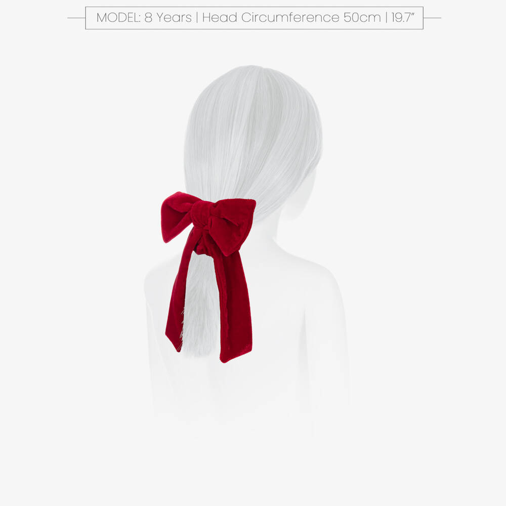 Patachou-Girls Red Velvet Bow Hair Scrunchy (15cm) | Childrensalon Outlet